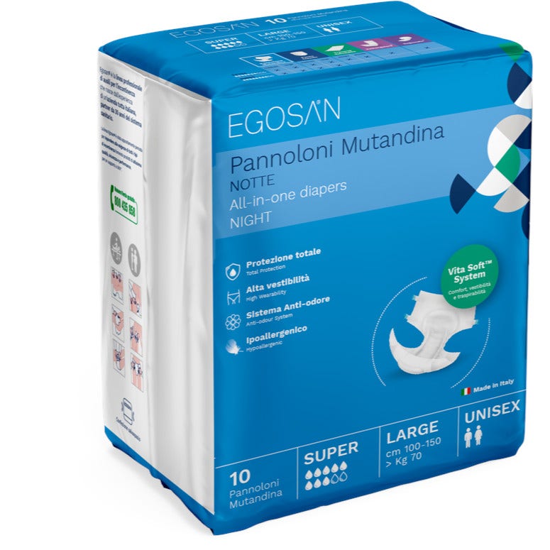 Egosan Notte Pannolone Mutandina Incontinenza Assorbenza Super Taglia Large 10 Pezzi  - 1
