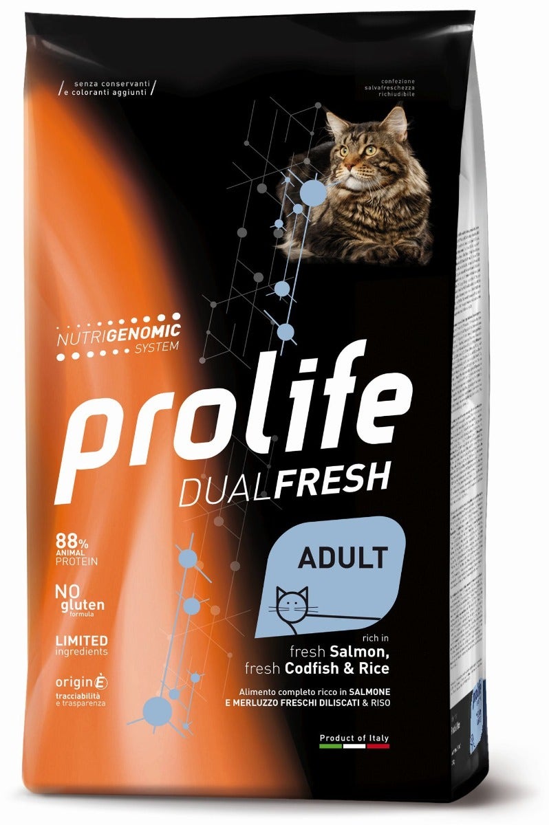 Prolife Cat Dual Fresh Adult Cibo Secco Per Gatti Adulti Salmone/Merluzzo/Riso Sacco 7Kg-1