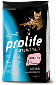 Prolife Sterilised Sensitive Maiale Fresco E Riso Cibo Secco Gatti Adulti 1,5kg-1