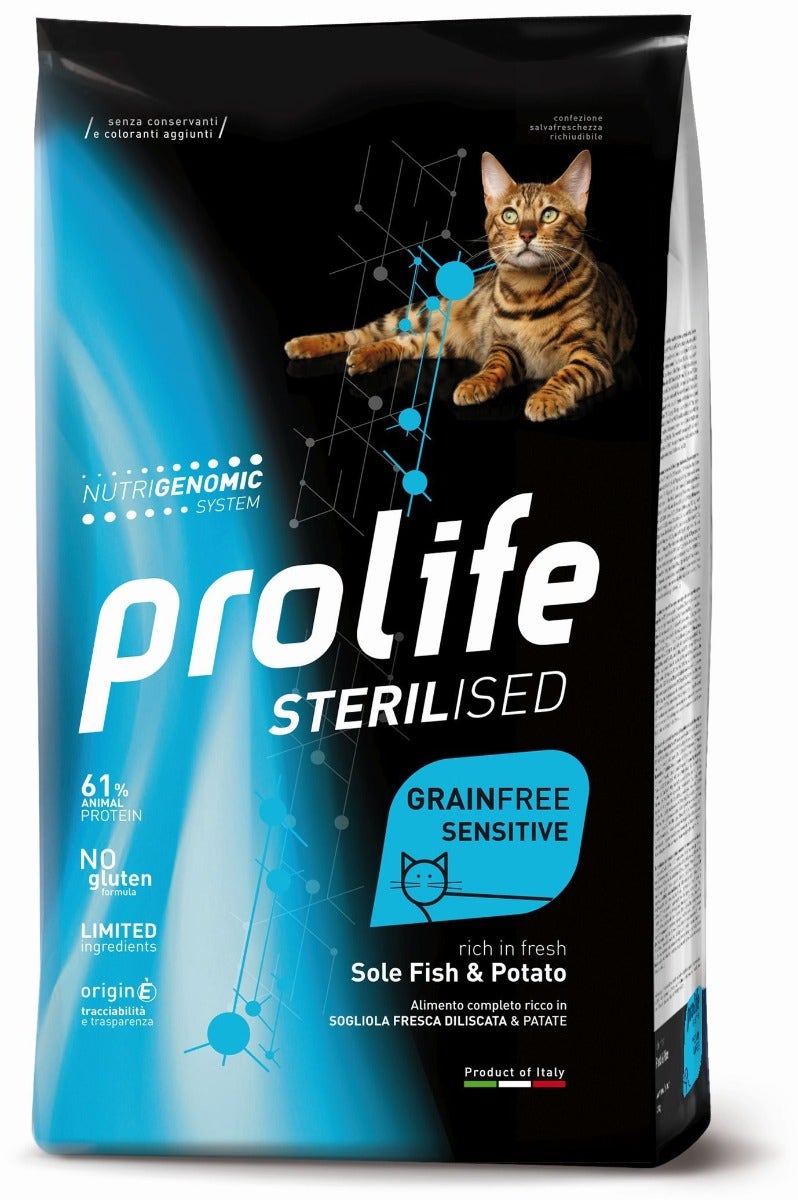 Prolife Cat Sterilised Grain Free Cibo Secco Per Gatti Adulti Sogliola E Patate 7kg-1