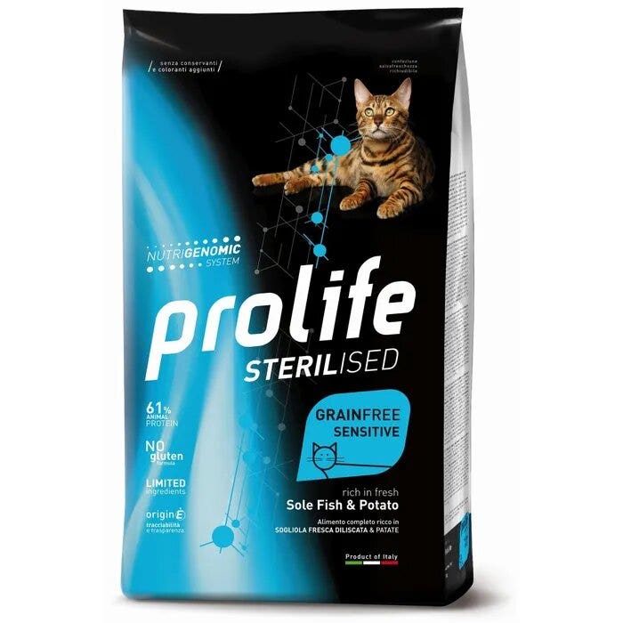 Prolife Cat Sterilised Grain Free Cibo Secco Per Gatti Adulti Sogliola E Patate 7kg-2