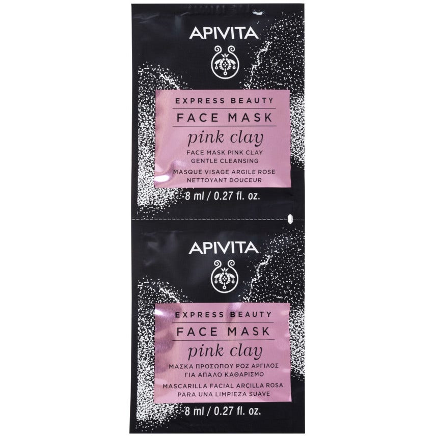 Apivita Express Beauty Maschera Viso Detergente Argilla Rosa 2x8ml  - 2