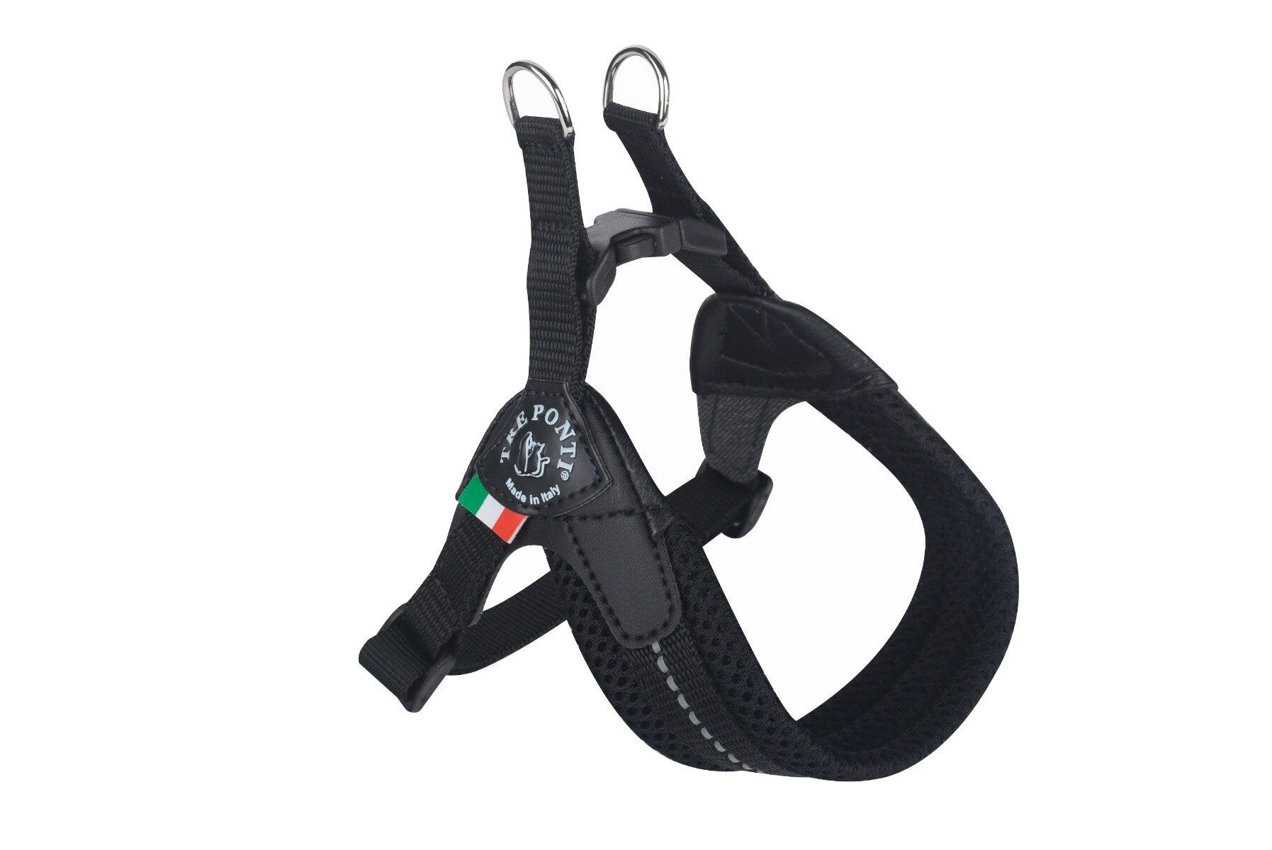 Tre Ponti Pettorina Easy Fit Con Sottopancia Regolabile In Rete Nero Per Cani 4/5kg Taglia 2-1