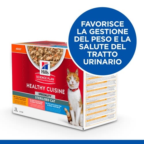 Hill's Science Plan Healthy Cuisine Gatto Sterilizzato Gusti Assortiti Pollo/Salmone/Pesce Oceanico Multipack 12x80gr-2