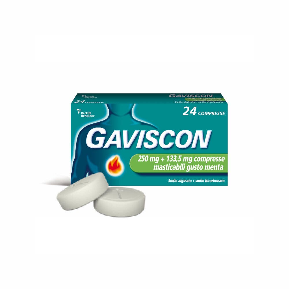 Gaviscon 24 Compresse Gusto Menta 250+133,5mg-0