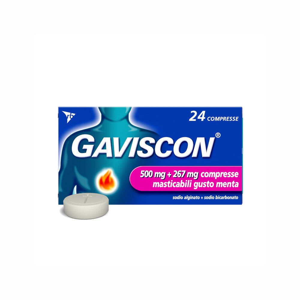 Gaviscon 24 Compresse Gusto Menta 500+267mg-0