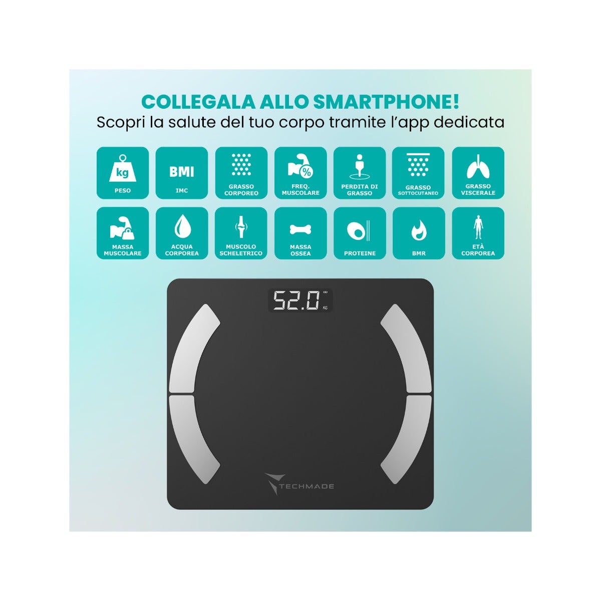 Techmade Bilancia Smart Digitale Black-6