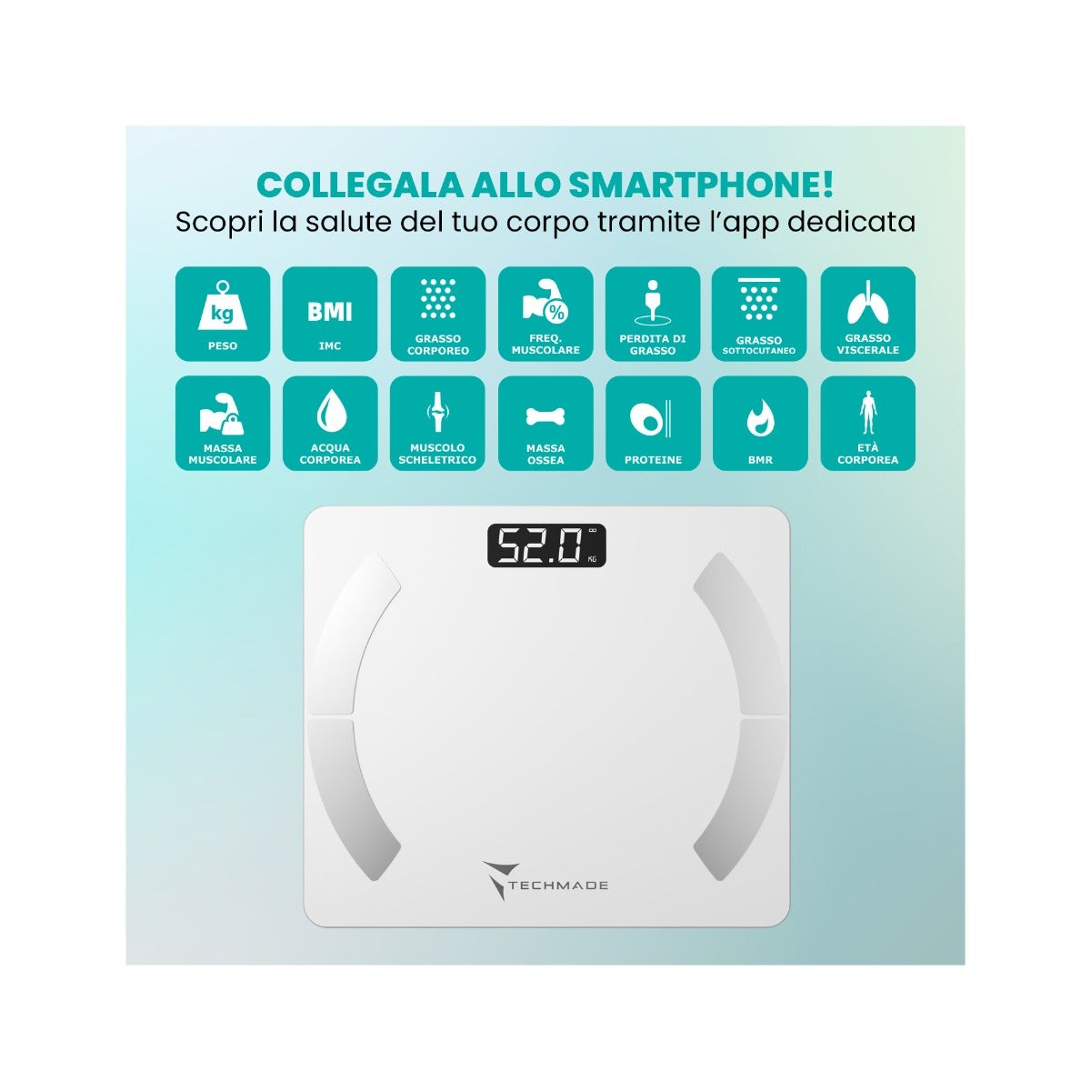 Techmade Bilancia Smart Digitale White-9