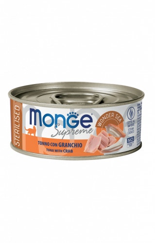 Monge Supreme Cibo Umido Tonno Con Granchio Per Gatti Sterilizzati Scatoletta 80g-1