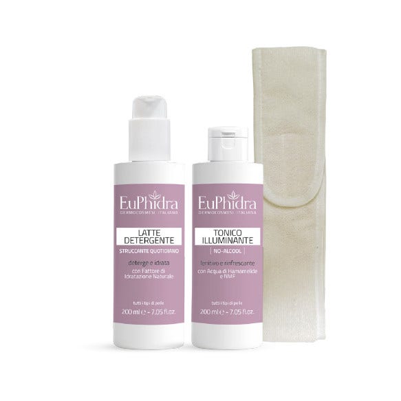 Euphidra Kit Un Tuffo Nel Cenote Detergente Struccante 200ml+Tonico Illuminante 200ml+Fascia Capelli-1