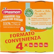 Plasmon Omogeneizzato Formaggino Fuso/Parmigiano Reggiano 4x80g 4Mesi+ - 1