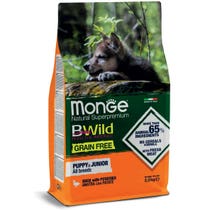 Monge B Wild Grain Free Puppy & Junior Anatra Con Patate Cibo Secco Per Cani Cuccioli 2,5 Kg-1