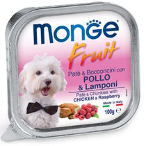 Monge Fruit Pollo E Lamponi Cibo Umido Per Cani Adulti 100g-2