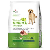 Natural Trainer Crocchette Prosciutto Crudo/Riso Per Cani Adulti Taglia Grande Sacco 3kg-3