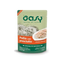 Oasy Wet Cat Pollo Con Prosciutto Cibo Umido Naturale Gatti Adulti Lattina 70g-4
