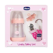 Chicco Set Lovely Baby Girl Biberon+Gommotto+Clip Succhietto Mesi 0+-1