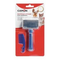 Camon Cardatore Cromato Taglia XL Con Pettinino Per Cani E Gatti-1