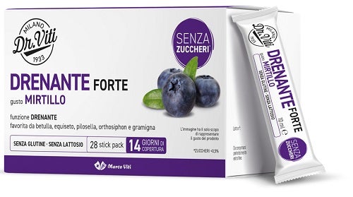 Dr Viti Drenante Forte Mirtillo 28 Stick Pack Senza Zuccheri