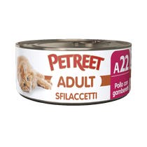 Petreet Adult Sfilaccetti Di Pollo Con Gamberetti Per Gatti Lattina 70g-1
