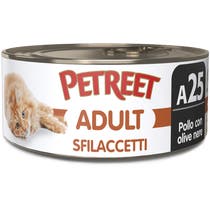 Petreet Adult Sfilaccetti Pollo Con Olive Nere Cibo Umido Per Gatti Lattina 70g-1