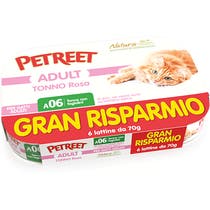 Petreet Tonno Rosa Con Fagiolini Cibo Umido Gatto Adulto 6x70g-1