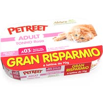 Petreet Tonno Rosa Con Gamberetti Cibo Umido Gatto Adulto 6x70g-2
