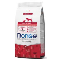 Monge Ricco di Pollo Cibo Secco Per Cani Cuccioli Di Taglia Piccola Svezzamento Sacco 1,5Kg-1