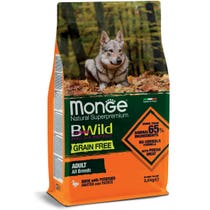 Monge B Wild Grain Free Adult Anatra Con Patate Cibo Secco Per Cani Adulti 2,5 Kg-1