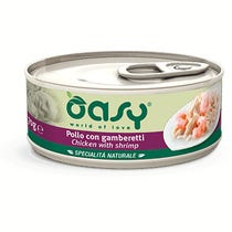Oasy Wet Cat Pollo Con Gamberetti Cibo Umido Naturale Gatti Adulti Lattina 150g-1