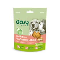 Oasy Snack per Cani Biscotti Ripieni con Salmone e Mirtilli Rossi 80g-1