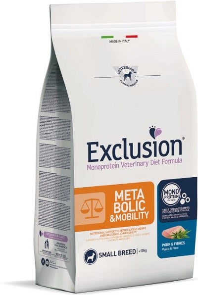 Exclusion Monoprotein Veterinary Diet Formula Metabolic & Mobility Crocchette Con Maiale/Fibre Per Cani Adulti Taglia Piccola Sacco 2kg-2