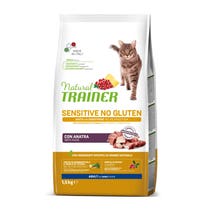 Natural Trainer Sensitive Crocchette Senza Glutine Con Anatra Per Gatto Adulto Sacco 1,5kg