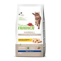 Natural Trainer Hairball Crocchette Con Pollo Per Gatti Adulti Sacco 1,5kg