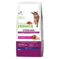 Natural Trainer Sterilised Crocchette Al Prosciutto Crudo Per Gatti Sterilizzati Sacco 10kg