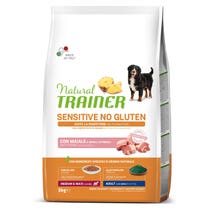 Natural Trainer Sensitive Senza Glutine Crocchette Maiale Per Cani Adulti Taglia Media/Grande Sacco 3kg