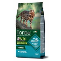 Monge B Wild Grain Free Sterilised Con Tonno e Piselli Cibo Secco Gatti Sterilizzati Sacco 1,5Kg