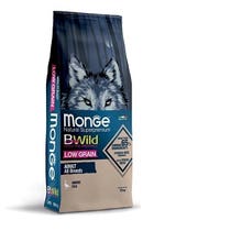 Monge B Wild Low Grain All Breeds con Oca Cibo Secco Per Cani Adulti Sacco 12 Kg