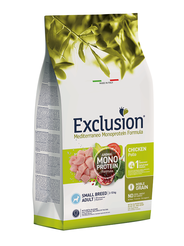 Exclusion Mediterraneo Monoprotein Formula Noble Grain Cibo Secco Con Pollo Cani Adulti Taglia Small Sacco 2kg-2
