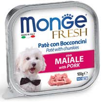Monge Fresh Paté Bocconcini Con Maiale Cibo Umido Per Cani Adulti 100g-1