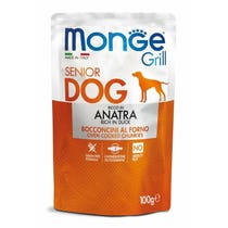 Monge Grill Senior Bocconcini con Anatra Cibo Umido Per Cani 100g-1