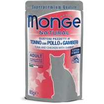 Monge Natural Superpremium Cotti a Vapor Tonno Pollo Gamberetti Cibo Umido Per Gatti Adulti 80g-1