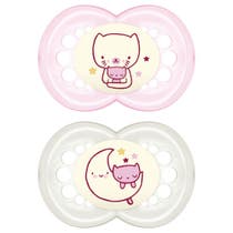 Mam Night Set Succhietto In Silicone Per Bambine 6 Mesi+ Fantasia Assortita-1