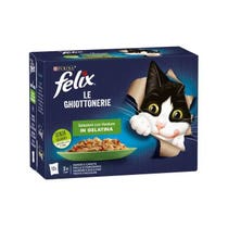 Purina Felix Le Ghiottonerie Manzo/Pollo /Salmone/Trota Con Verdure Cibo Umido Gatti Adulti Busta 12x85g-7