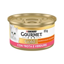 Purina Gourmet Gold Dadini In Salsa Con Trota E Verdure Per Gatti Lattina 85g-1