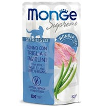 Monge Supreme Pezzetti di Tonno con Triglia Fagiolini Cibo Umido Gatti Adulti Sterilizzati 80g-2