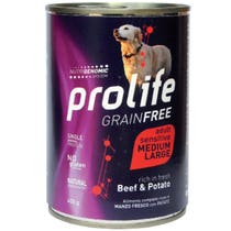 Prolife Dog Grain Free Sensitive Beef & Potato Adult Medium-Large Lattina 400g