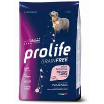 Prolife Dog Grain Free Sensitive Pork & Potato Cibo Secco Per Cani Adulti Taglia Media/Grande Sacco 10 Kg-2