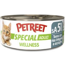Petreet Wellness Tonno Con Riso Integrale Acciughe Cibo Umido Gatto Adulto Barattolo 70g-2