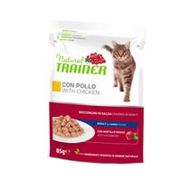 Natural Trainer Gatto Hairball Adult con Pollo Bocconcini in Salsa 85g-1