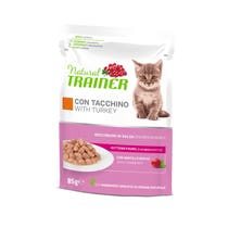Natural Trainer Gatto Kitten & Young con Tacchino Bocconcini in Salsa 85g-1